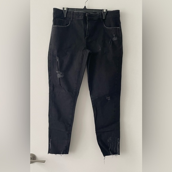 Zara Blue Black Distressed Jeans - size US 10 - Picture 1 of 5